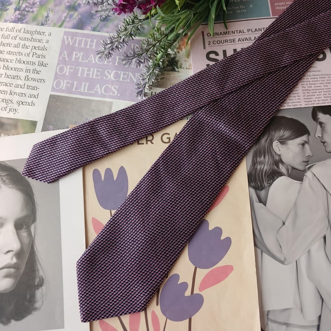 휴고보스 실크 마이크로 패턴 슬림 넥타이 7.9cm A+등급 A19549 상품이미지5