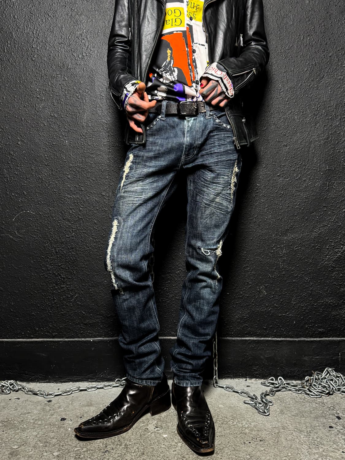 Stud Distressed Slim Denim 상품이미지2