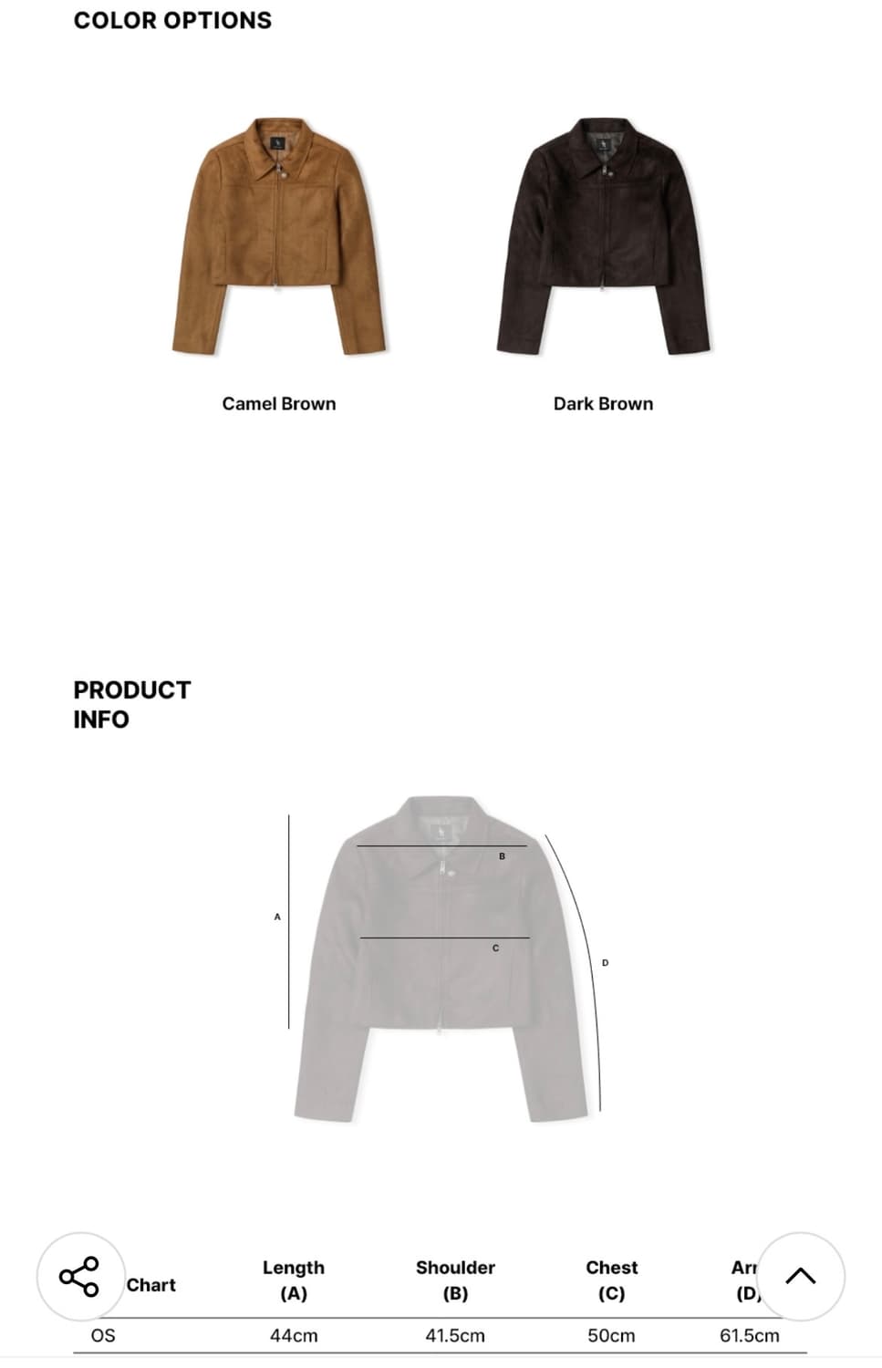 (새상품) 레더리 커브드 스웨이드 크롭 집업 자켓 CAMEL BROWN 상품이미지8