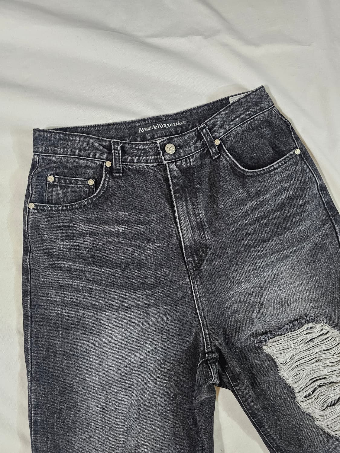 [M] 레스트앤레크레이션 디스트로이드 빈티지 데미지 데님 팬츠 상품이미지4