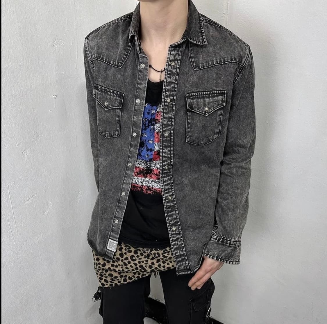 washing gray western shirts 상품이미지5