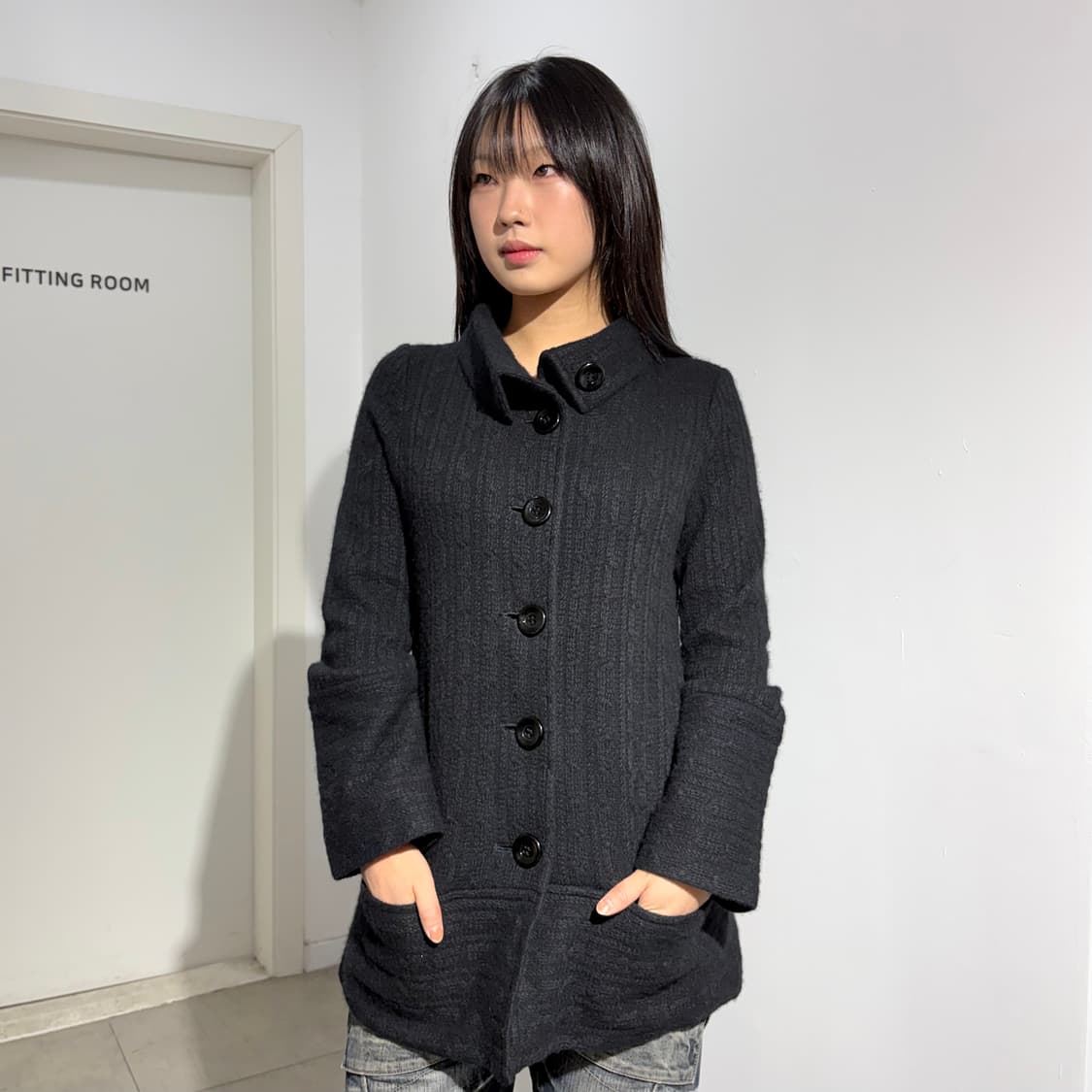 Baroque 검정 케이블 니트 자켓 코트 상품이미지2