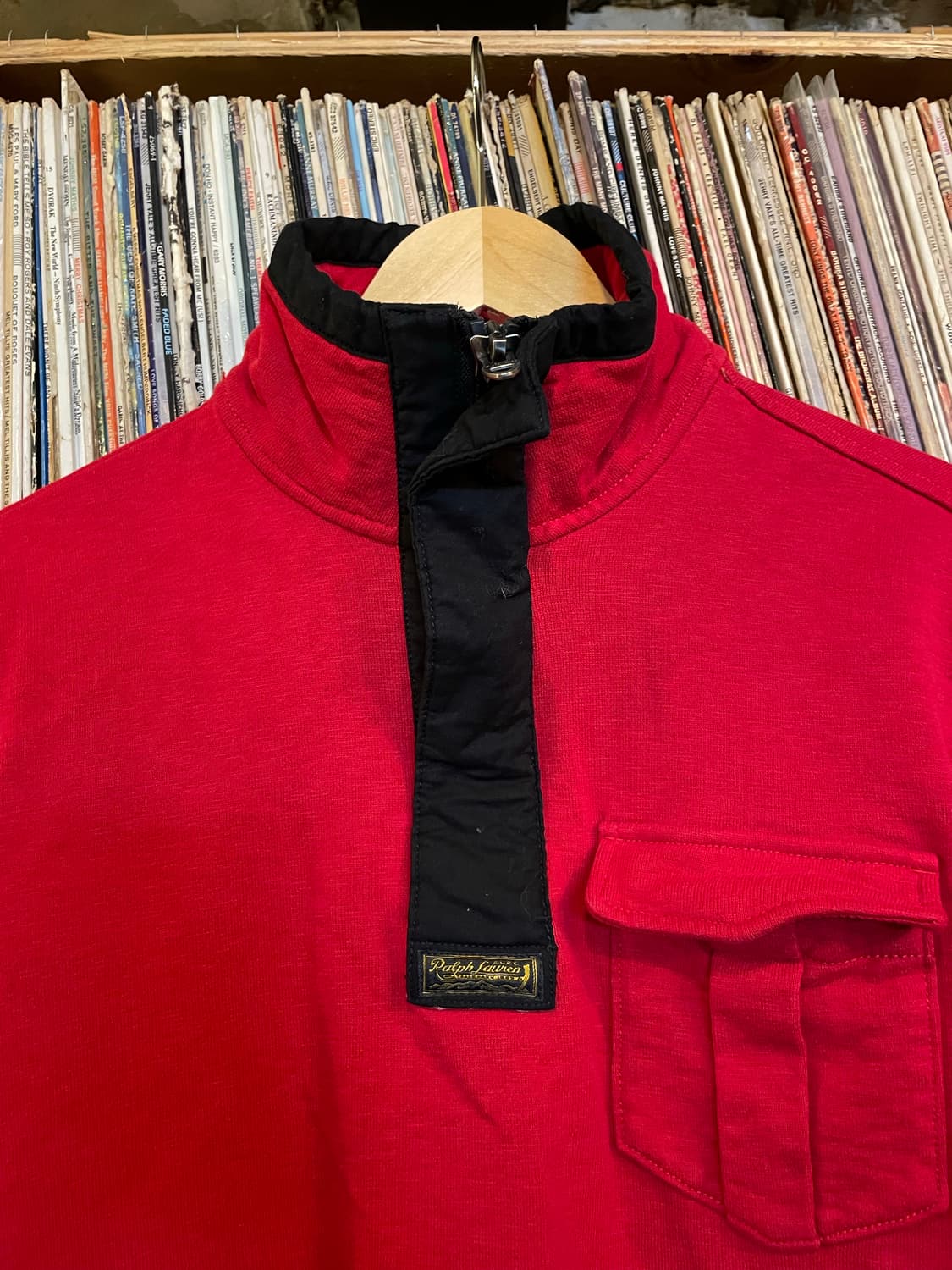 폴로 랄프로렌 루즈핏 레드 스냅 하프집 스웻셔츠 상품이미지2