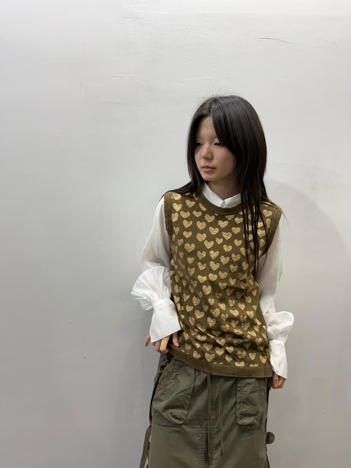 꼼데가르송 하트 패턴 코튼 슬리브리스 탑 상품이미지5