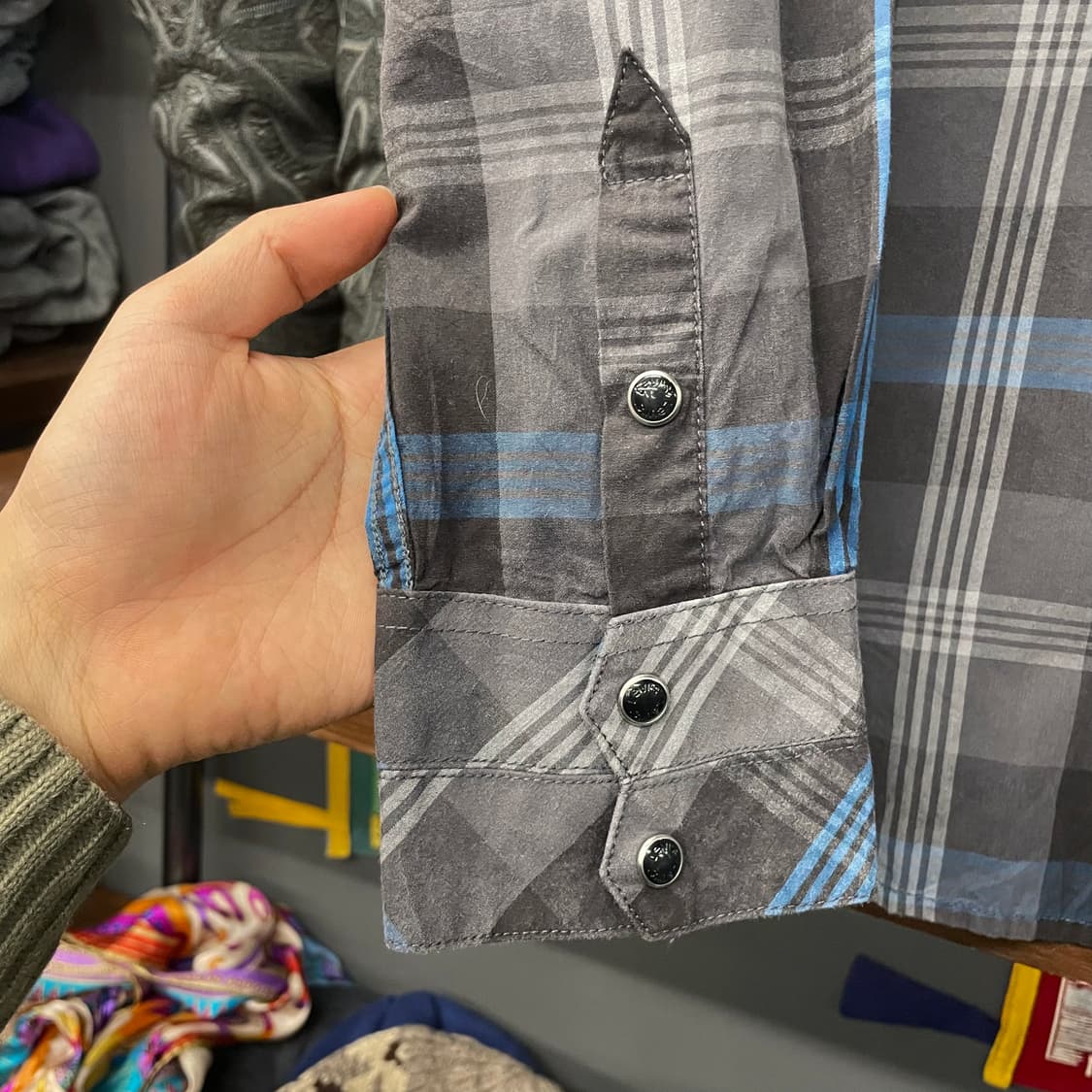 00s 리바이스 웨스턴 펄 스냅 체크 포켓 셔츠 N210 상품이미지5