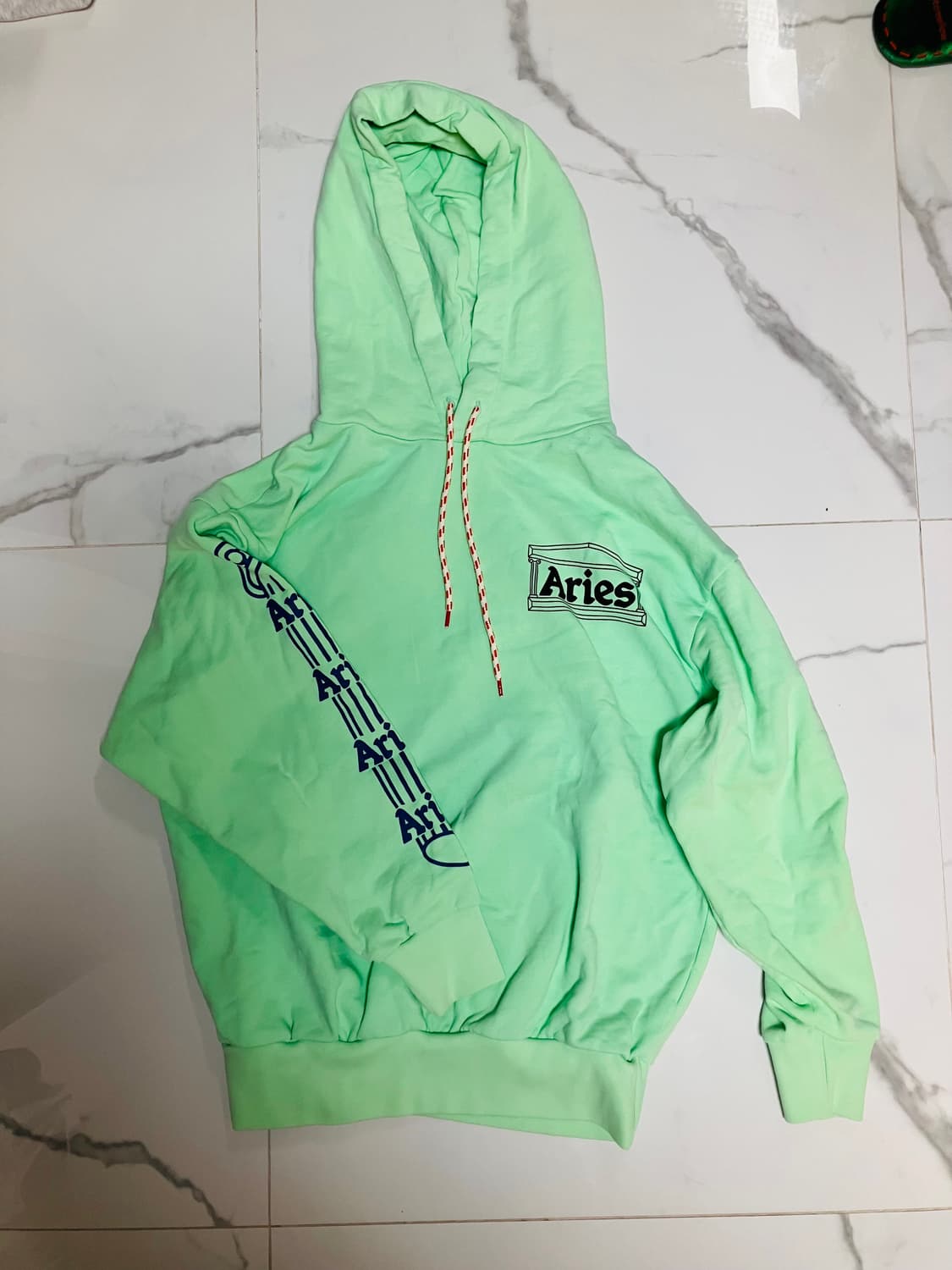 Aries 에리즈 연두색 후드티 S 상품이미지3