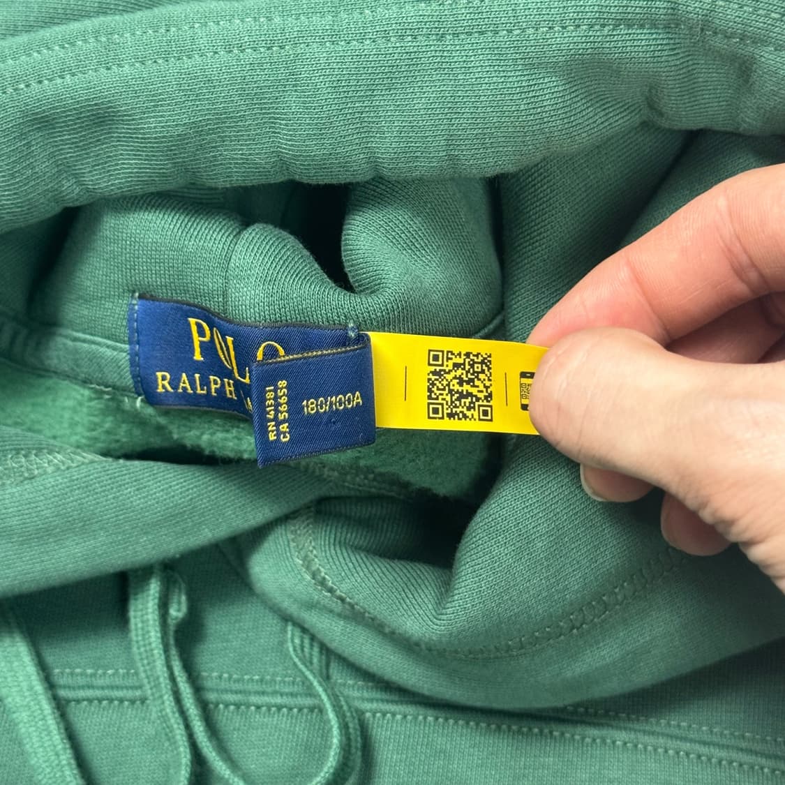 (L) 폴로 랄프로렌 QR라벨 로고 플리스 후디 그린 상품이미지4