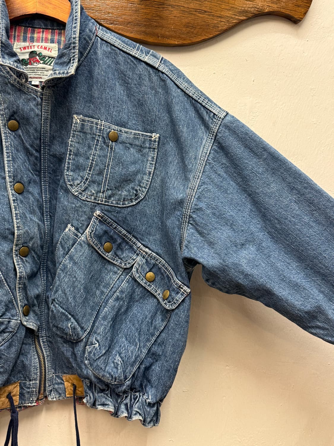 90s Japan Flannel Lined Denim Bomber Jac 상품이미지5
