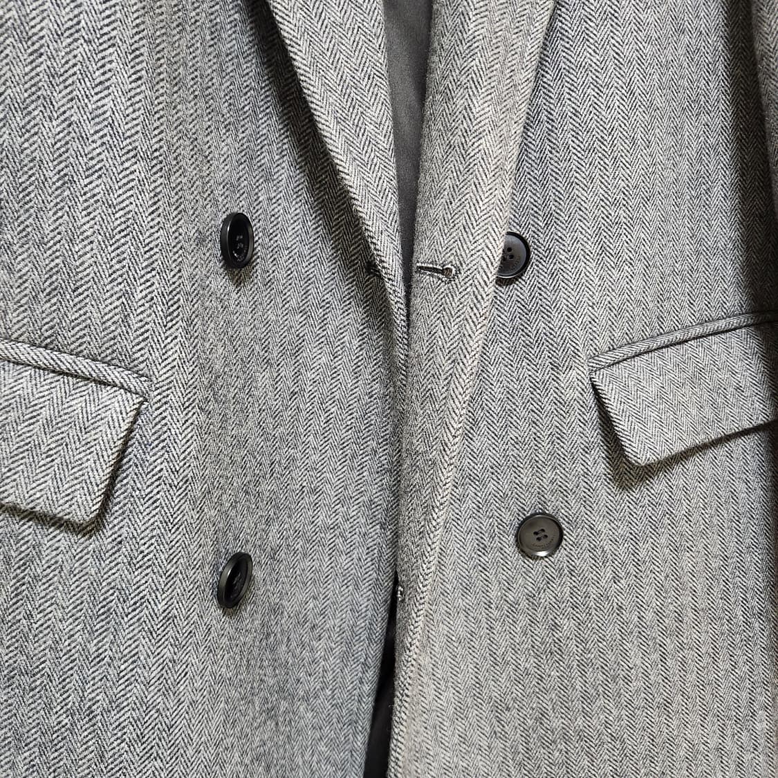 생로랑 헤링본 더블 코트 L made in Italy 상품이미지7