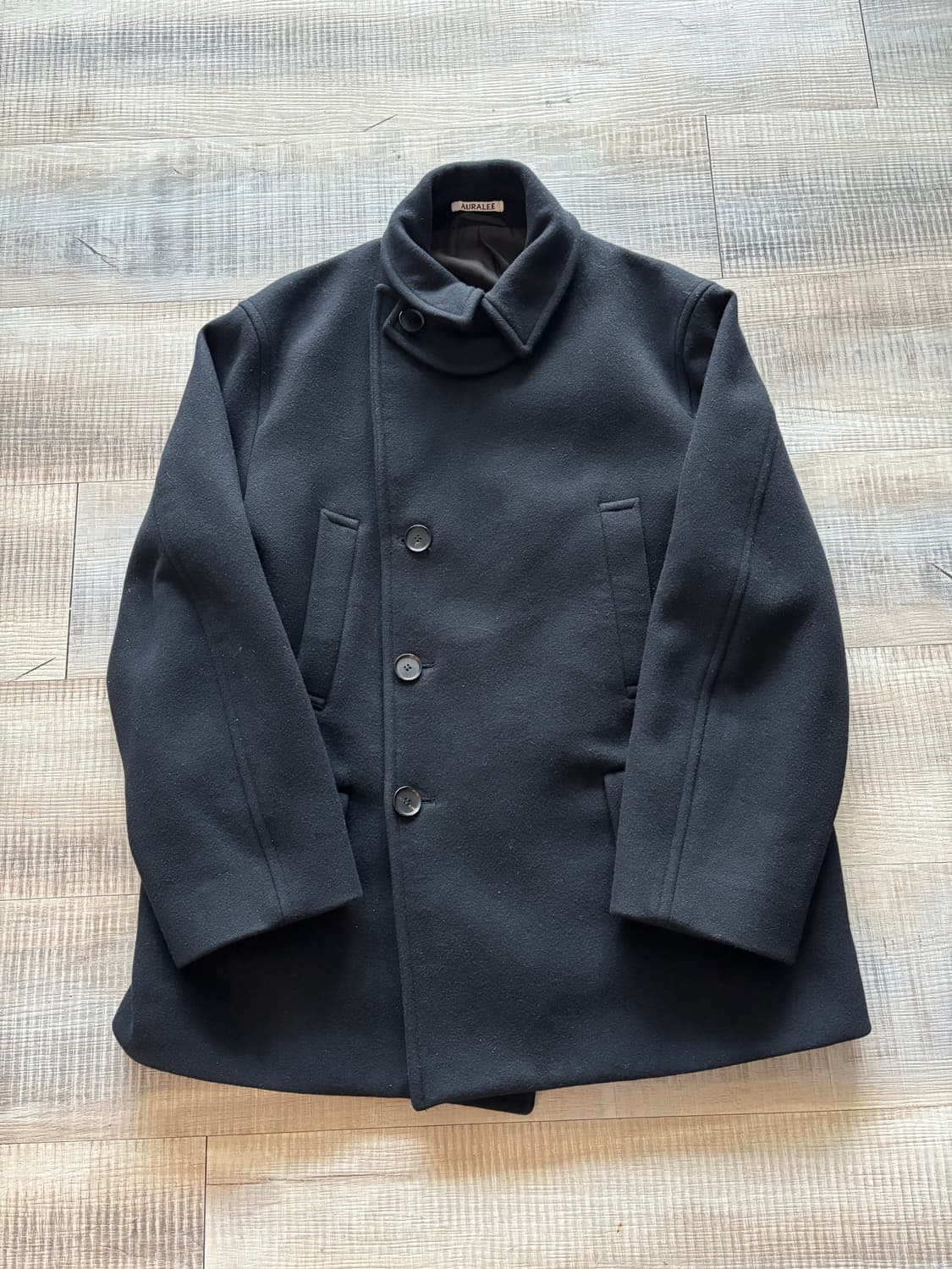 [3] 20AW 오라리 슈퍼 파인 멜튼 울 하프코트 피코트 auralee 상품이미지3