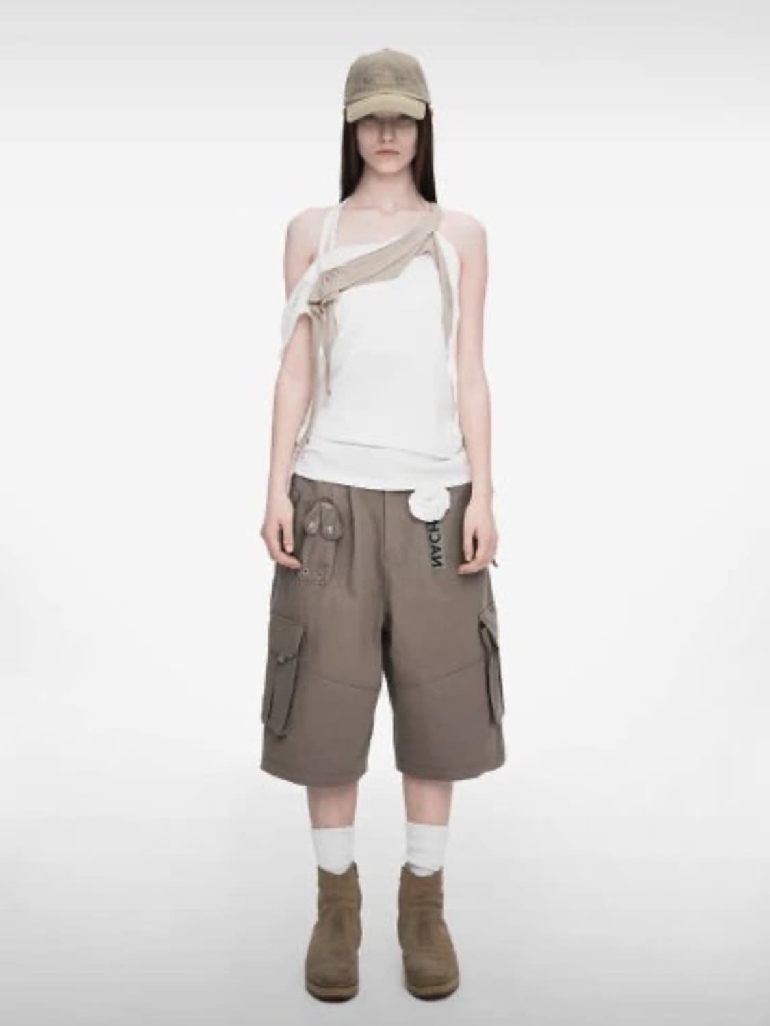 나체 워싱 카고팬츠 하프팬츠 베이지 상품이미지1