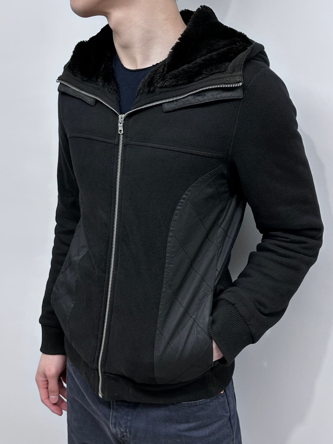 아르마니 하이넥 닌자 시어링 후드 집업 상품이미지4