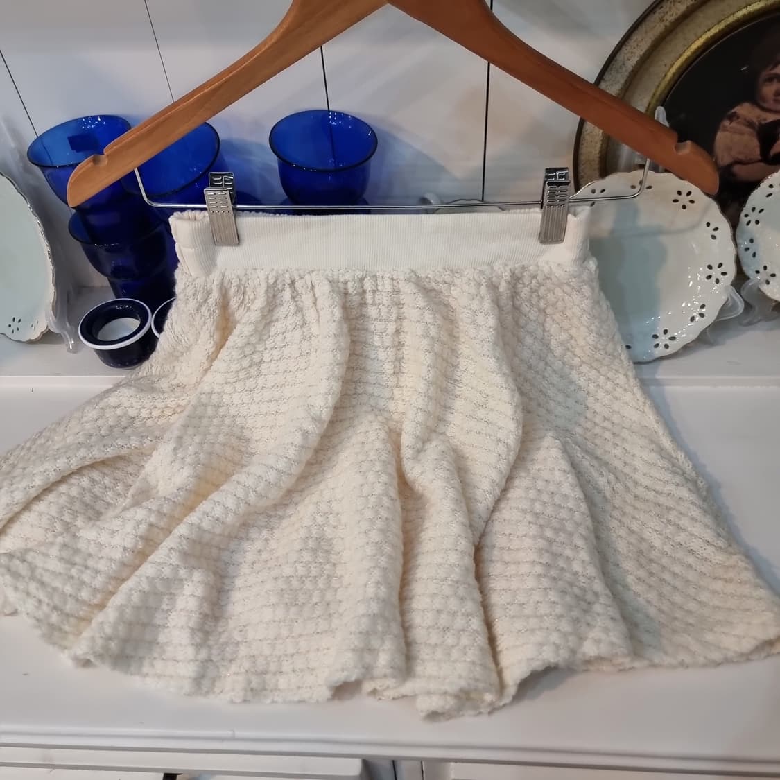 아이보리 니트 플레어 스커트 상품이미지3