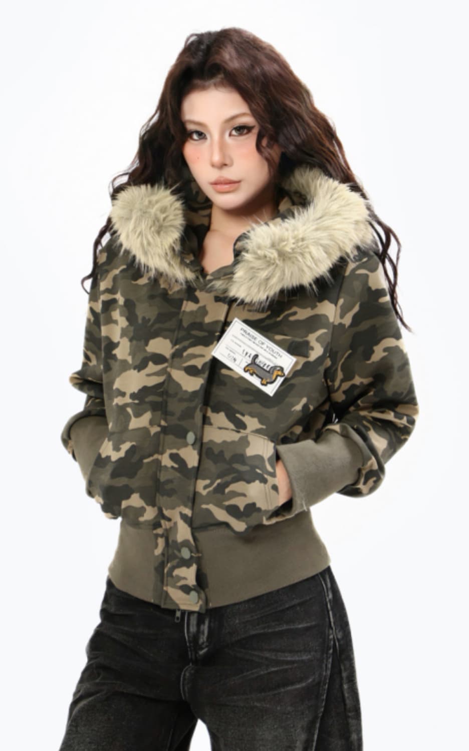 아사키 프레자키 카모 퍼 후드 m (새상품) 상품이미지3