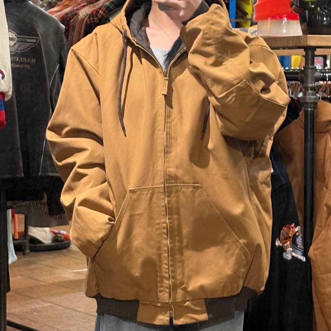 [HI] VTG 후드 워크자켓 카멜 상품이미지1