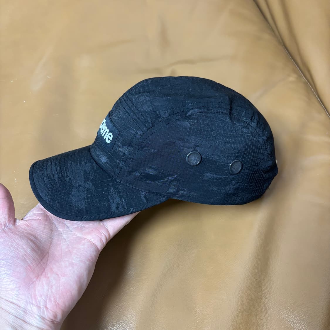 슈프림 캠프캡 모자 박스로고 립스탑 카모 블랙 상품이미지4