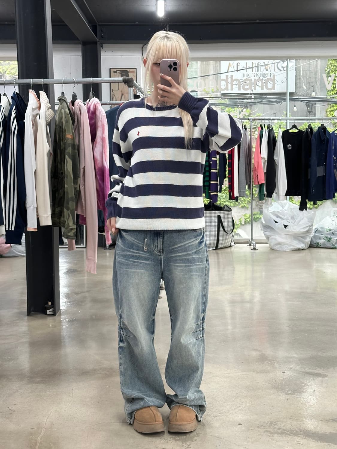 폴로 랄프로렌 스트라이프 네이비 화이트 긴팔 니트 상품이미지2