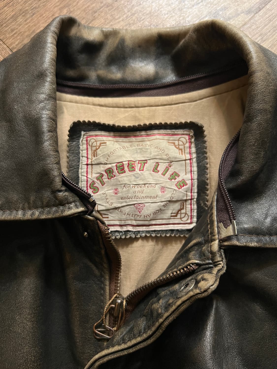 [XL]90's 프랑스제 빈티지 리얼레더 A-2 플라이트 자켓 상품이미지2