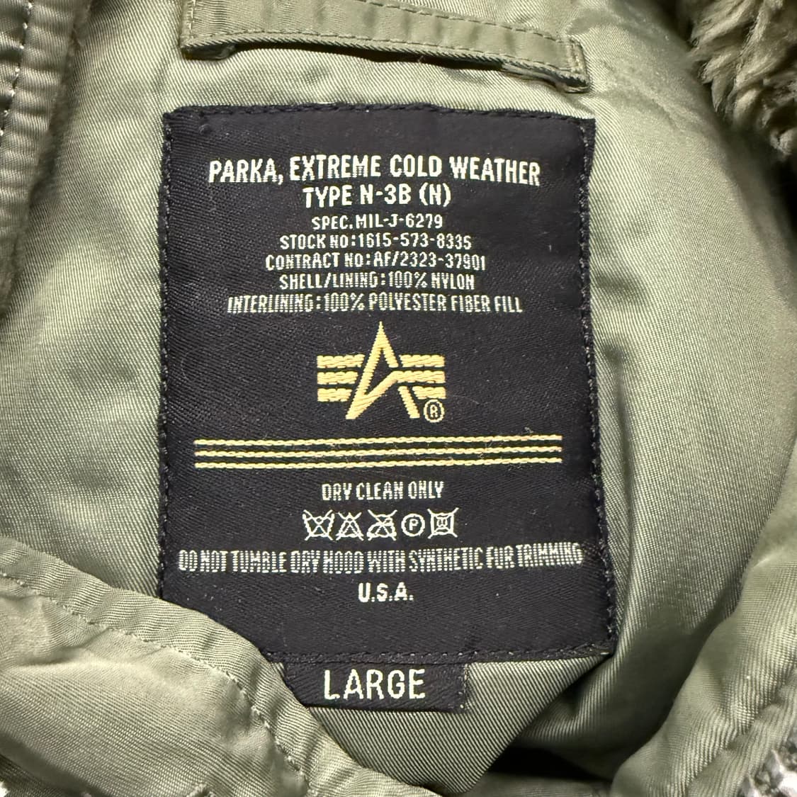 [정품/L] 알파인더스트리 N3B 항공 점퍼 카키 b19 상품이미지5