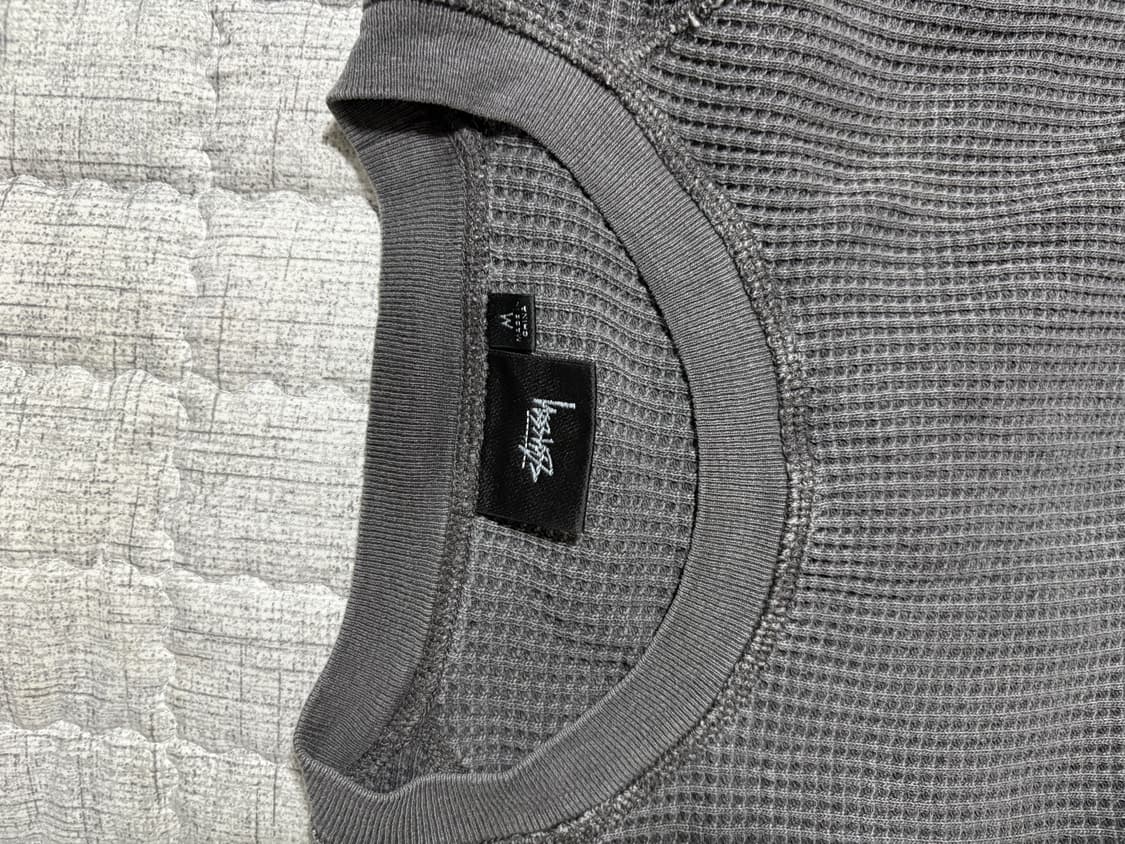 스투시 레글런 써멀 롱슬리브 크루 워시드 블랙 상품이미지4