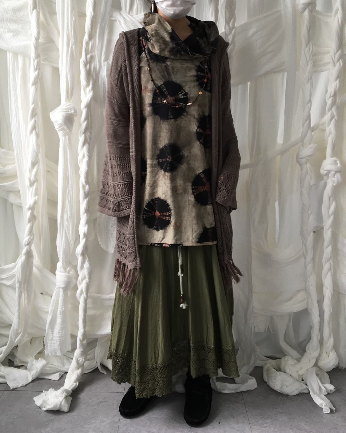 Fringe punching point knit hood open car 상품이미지6