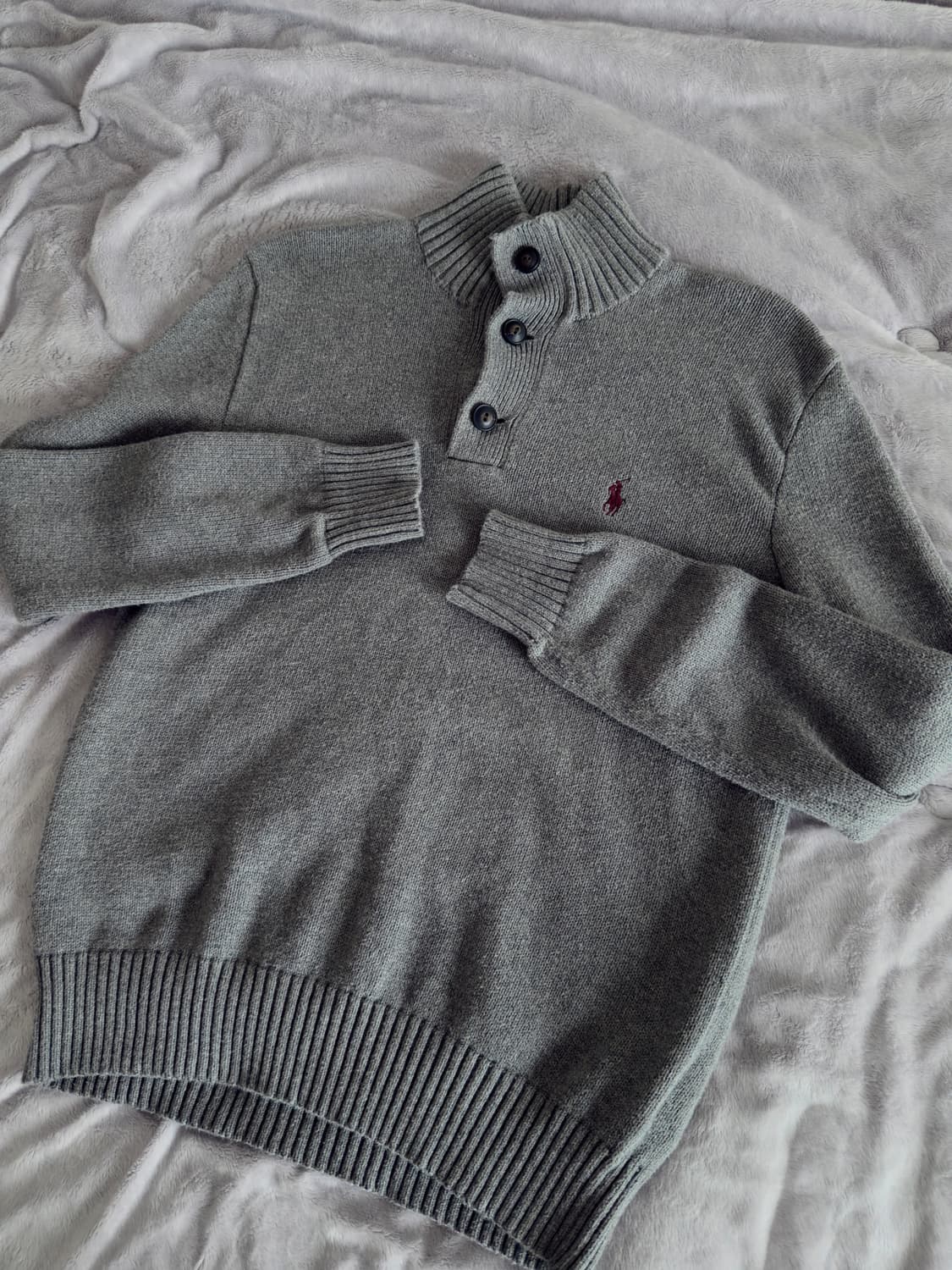 폴로 버튼 터틀넥 니트 반집업 차콜 그레이 xs 상품이미지2