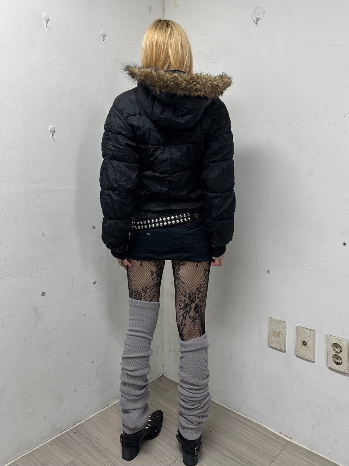 Y2K Black Fur Padding 상품이미지7