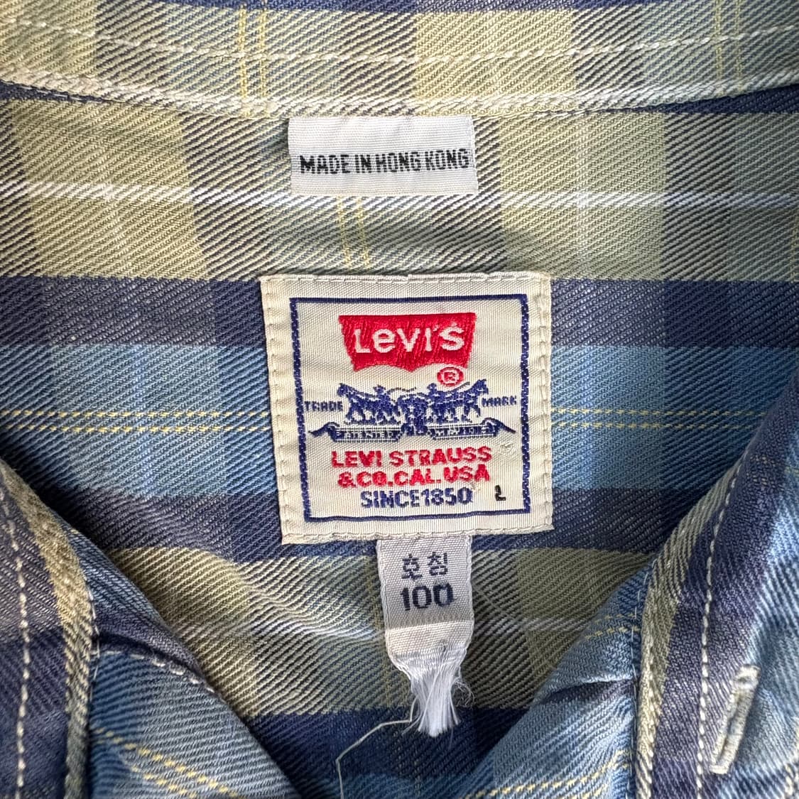 90s 리바이스 Levi’s 체크 워크 셔츠 (홍콩 생산) 상품이미지9