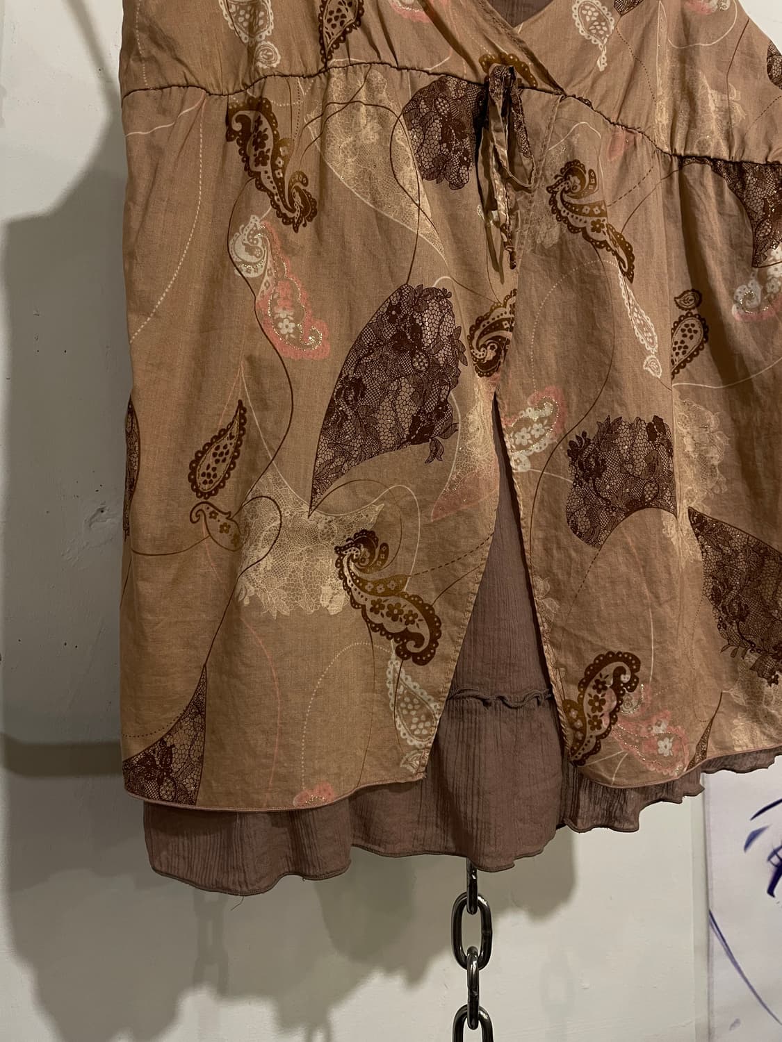 에스닉 패턴 레이어드 브라운 슬리브리스 오리엔탈 히피 상품이미지3