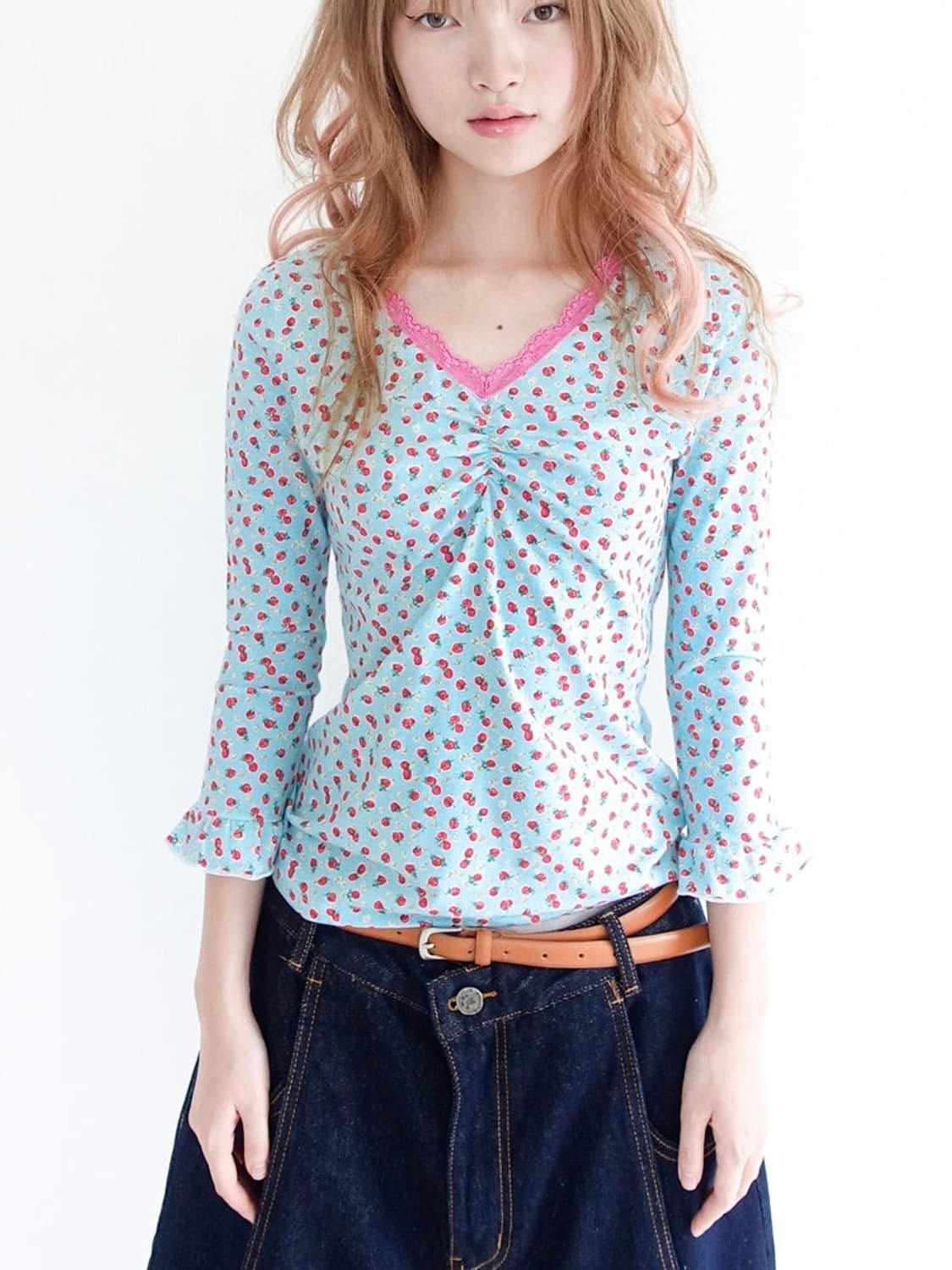 샵페어리 little strawberry lace top (mint) 상품이미지1