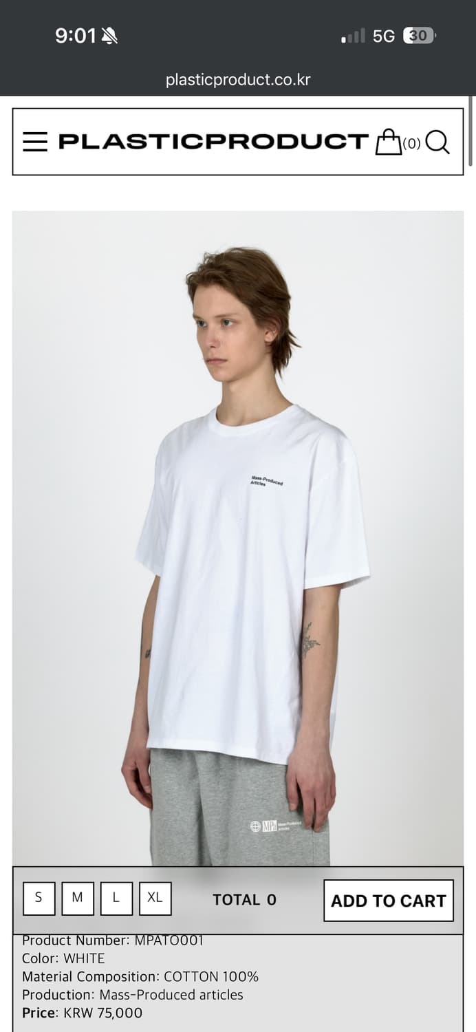 플라스틱 프로덕트 MPa T-SHIRT (WHITE) M 상품이미지1