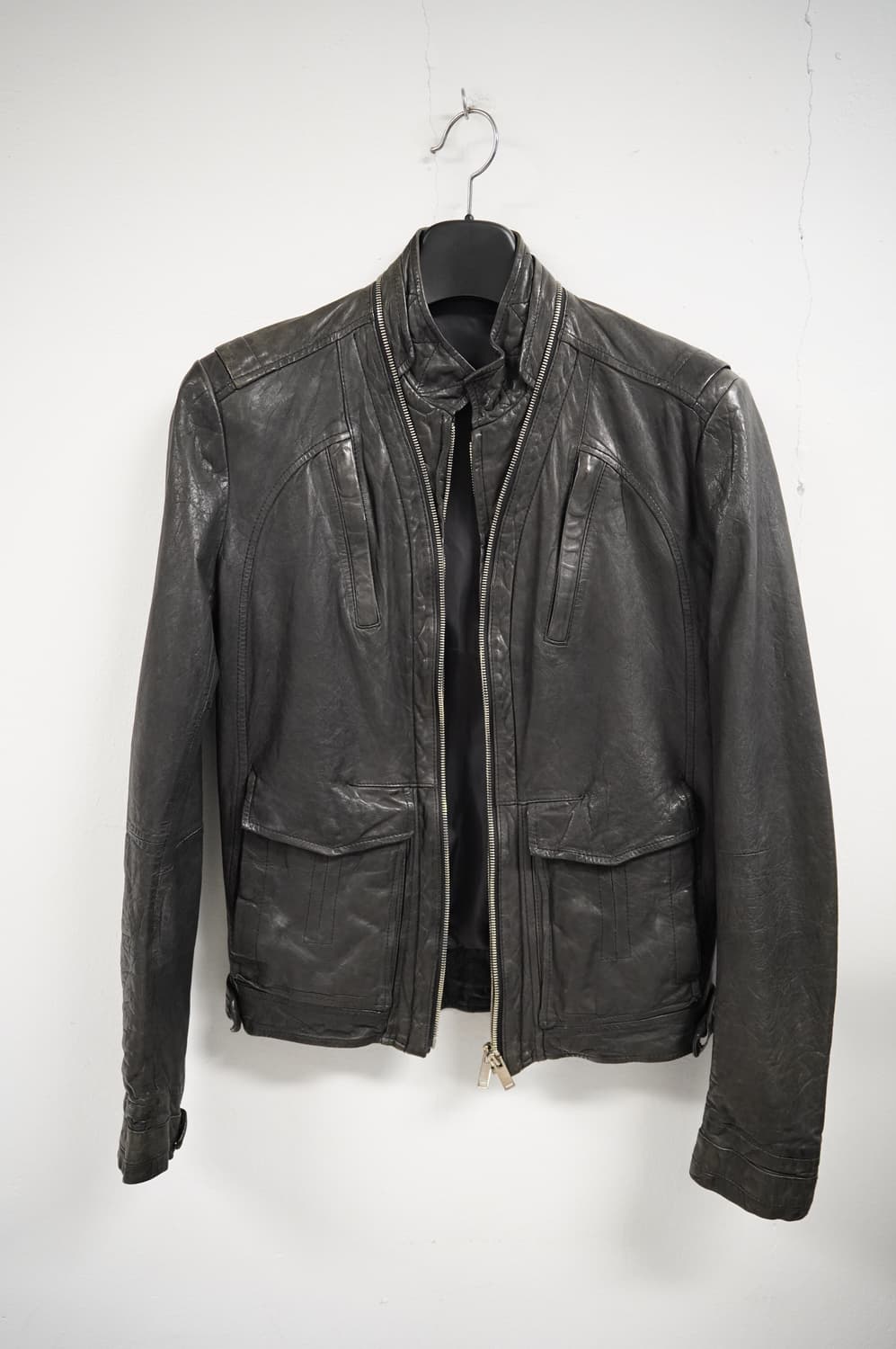 [N][95]그레이 베지터블 램스킨 워싱 레더자켓 상품이미지2