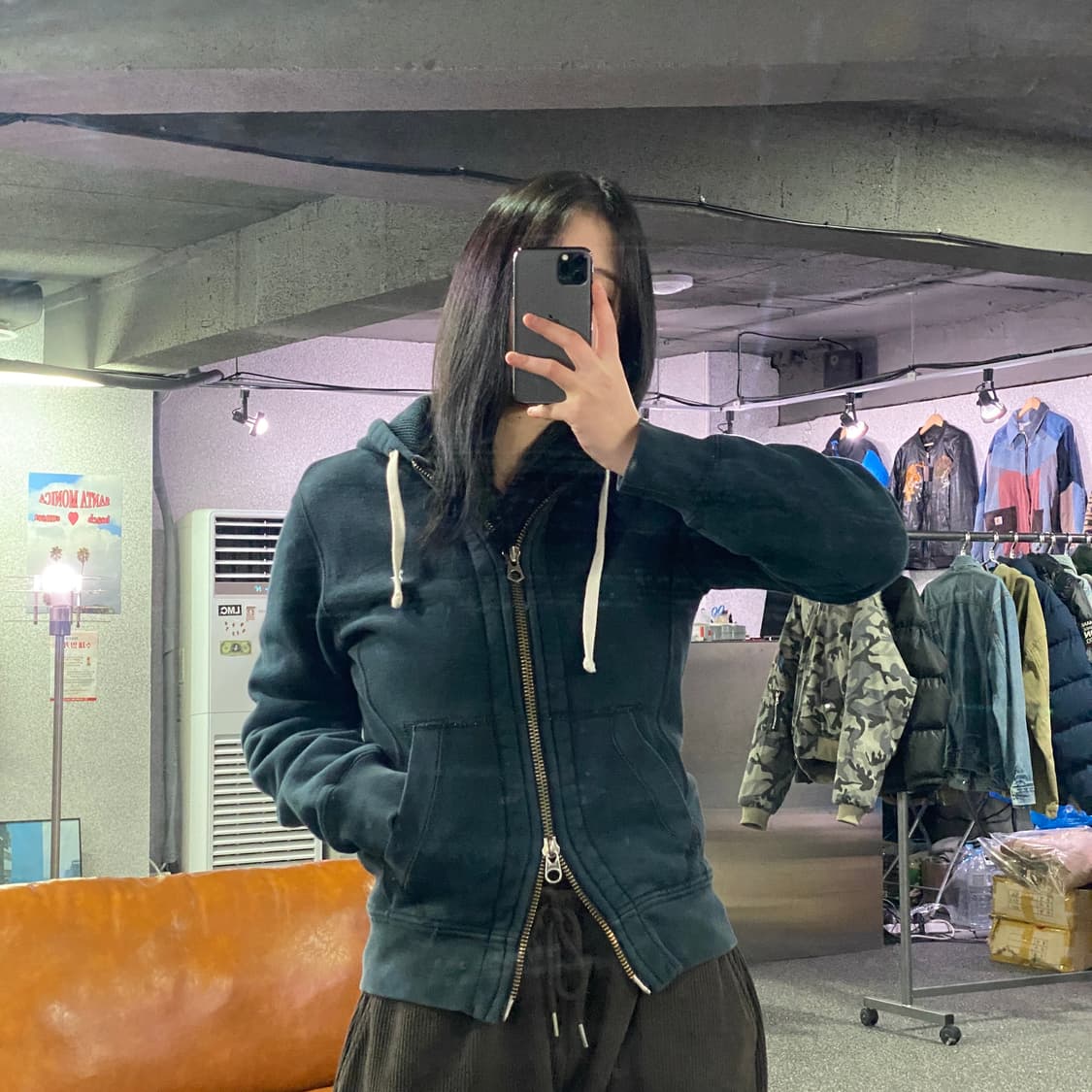 폴로 화이트 포니 써멀 투웨이 블랙 후드 집업 B3842 상품이미지1