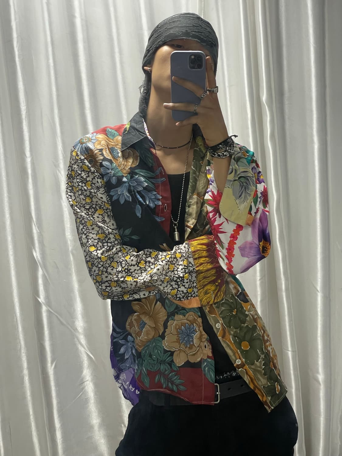 Silk linen patterned shirt 상품이미지2