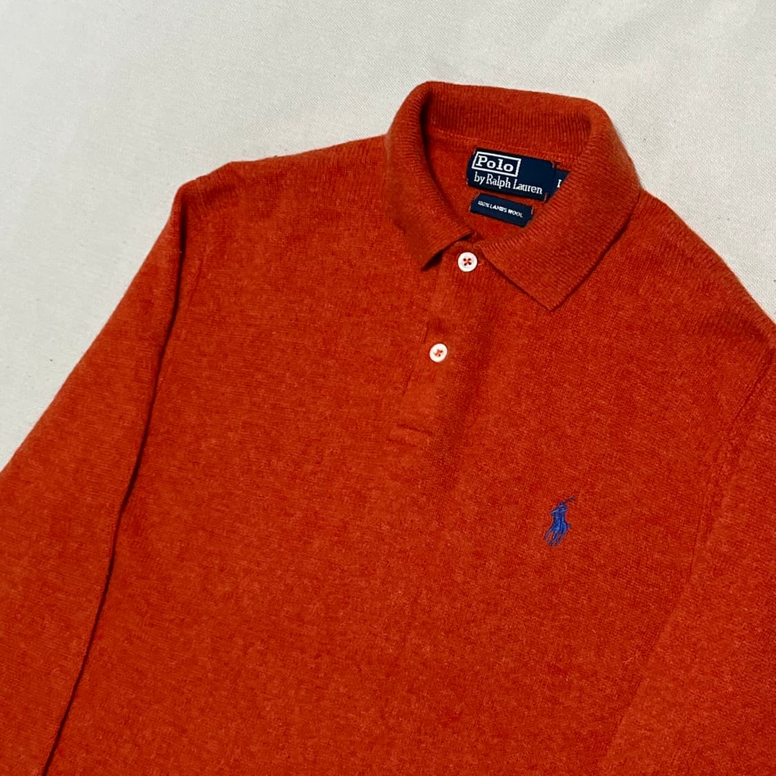 L 폴로랄프로렌 블루 포니 램스울 오렌지 카라 니트 상품이미지1