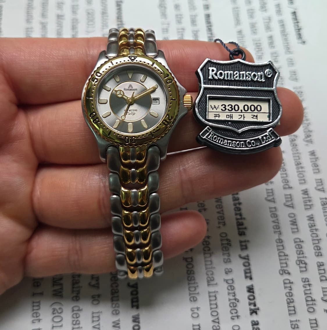데드스탁] 빈티지 로만손 튤립 그레이판 벤츠핸즈 다이버쿼츠 여성용  상품이미지9