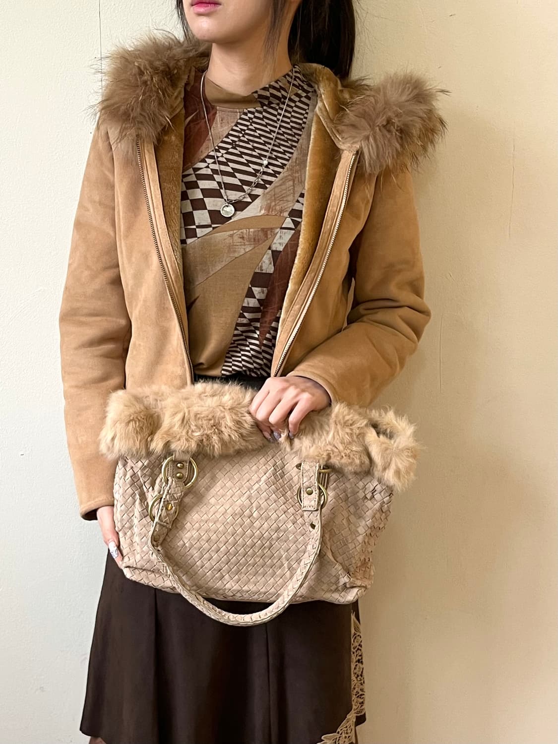 Crea mure 레더 크림 퍼 백 상품이미지8