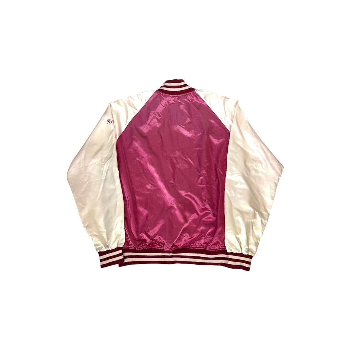 일본 빈티지 버건디 화이트 올드스쿨 스카잔 바시티 자켓 L 상품이미지6