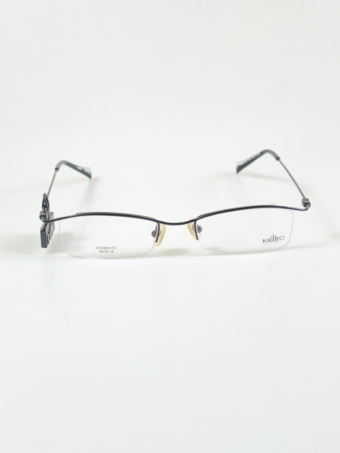 90s KALEIDO 블랙 반무테 스퀘어 메탈 빈티지 안경 상품이미지2