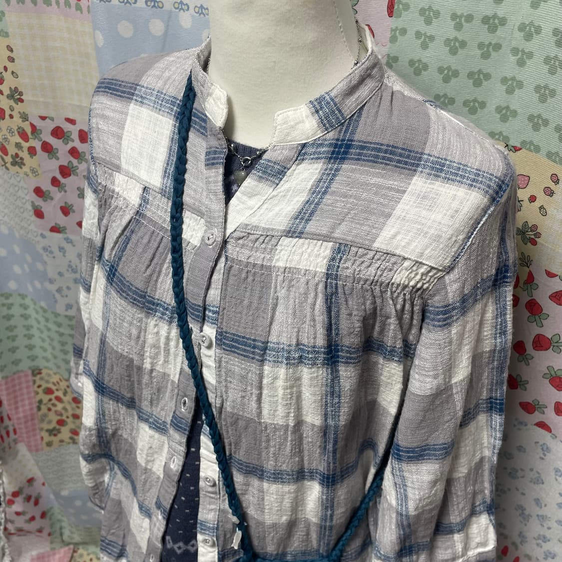 체크 도트 블루 상의세트 #모리걸 #파랑코디 #코디세트 상품이미지6