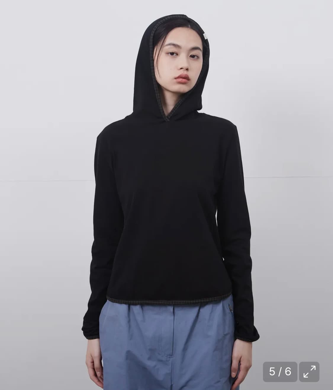 오헤시오 LONG HOODED T-SHIRT BLACK 상품이미지2