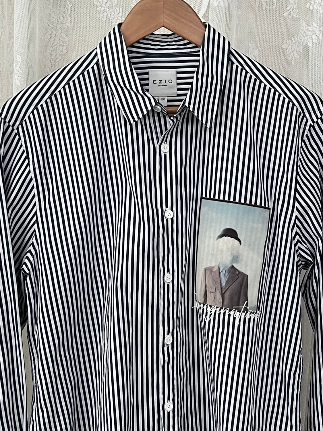 100) 이지오 옴므 EZIO 스트라이프 셔츠 네이비 상품이미지3