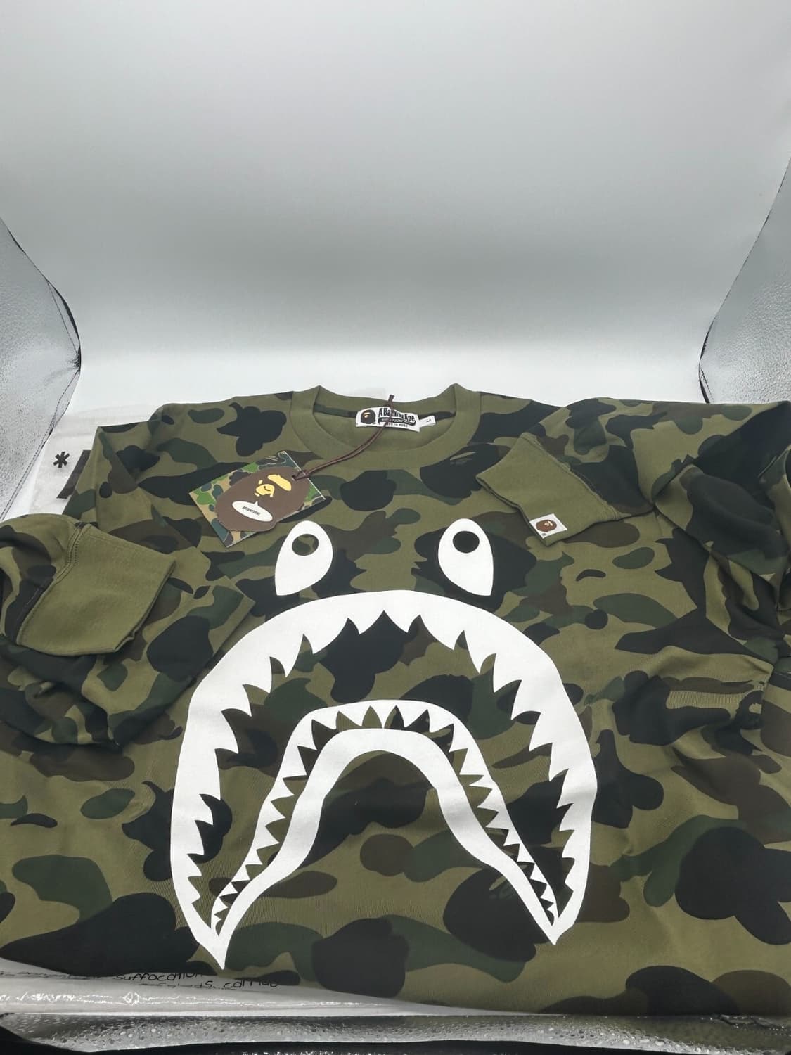 베이프 1st 카모 샤크 로고 롱슬리브 티셔츠 녹계 L 상품이미지2