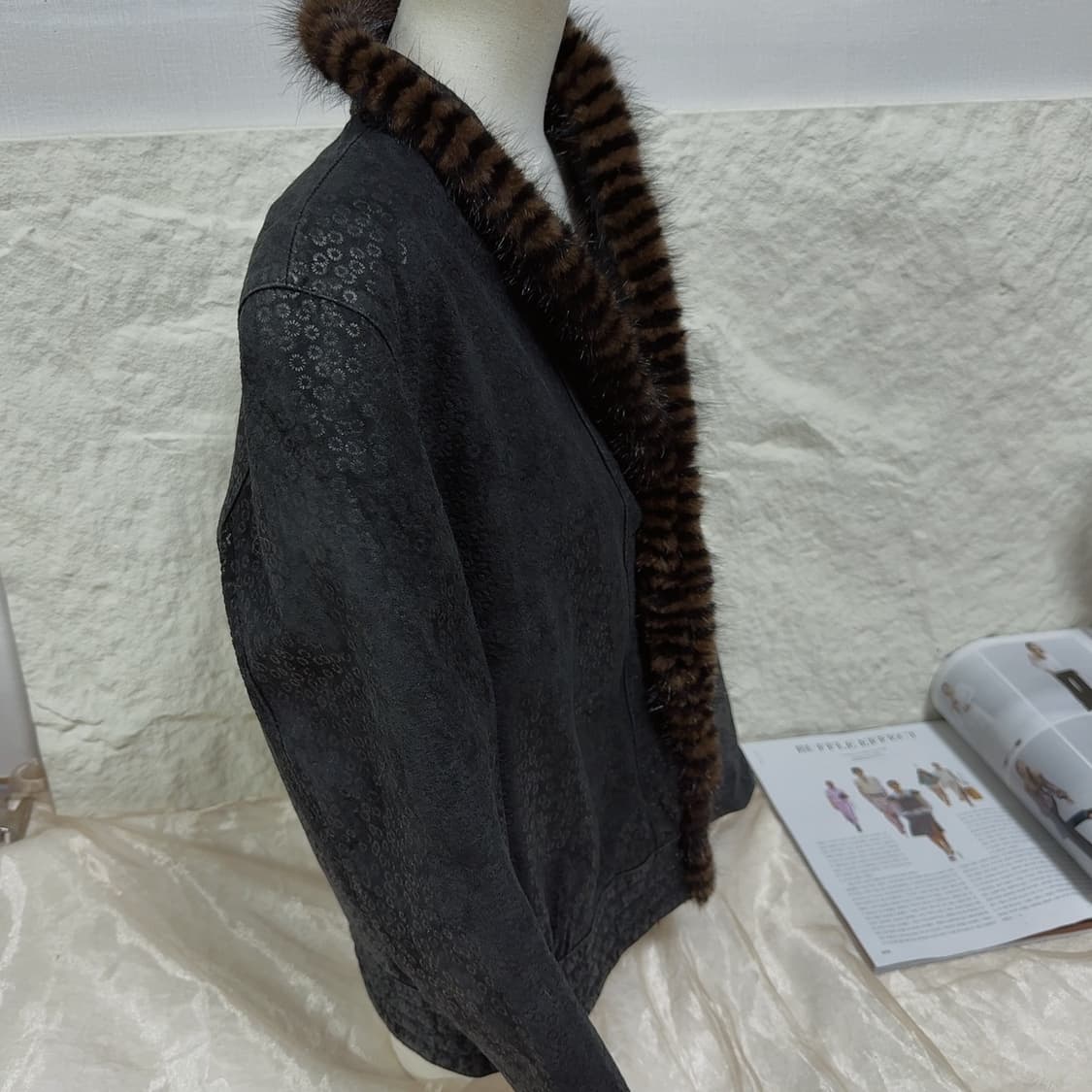 빈티지 고딕 unisex 밍크 큰칼라 되지가죽자켓 상품이미지3