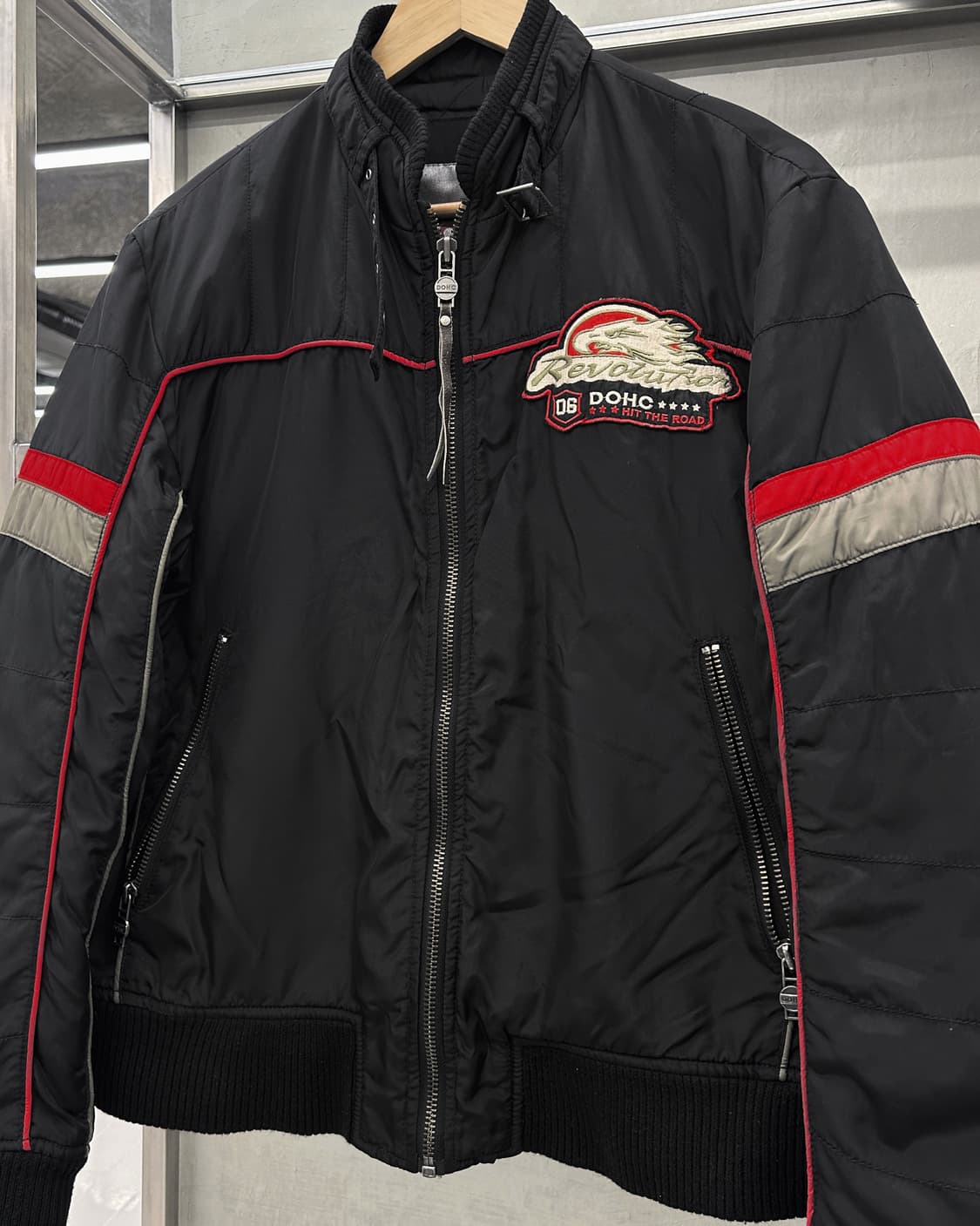 도크 DOHC 00s 나일론쉘 바이커 퀼티드 경량 패딩 자켓 블랙 상품이미지2