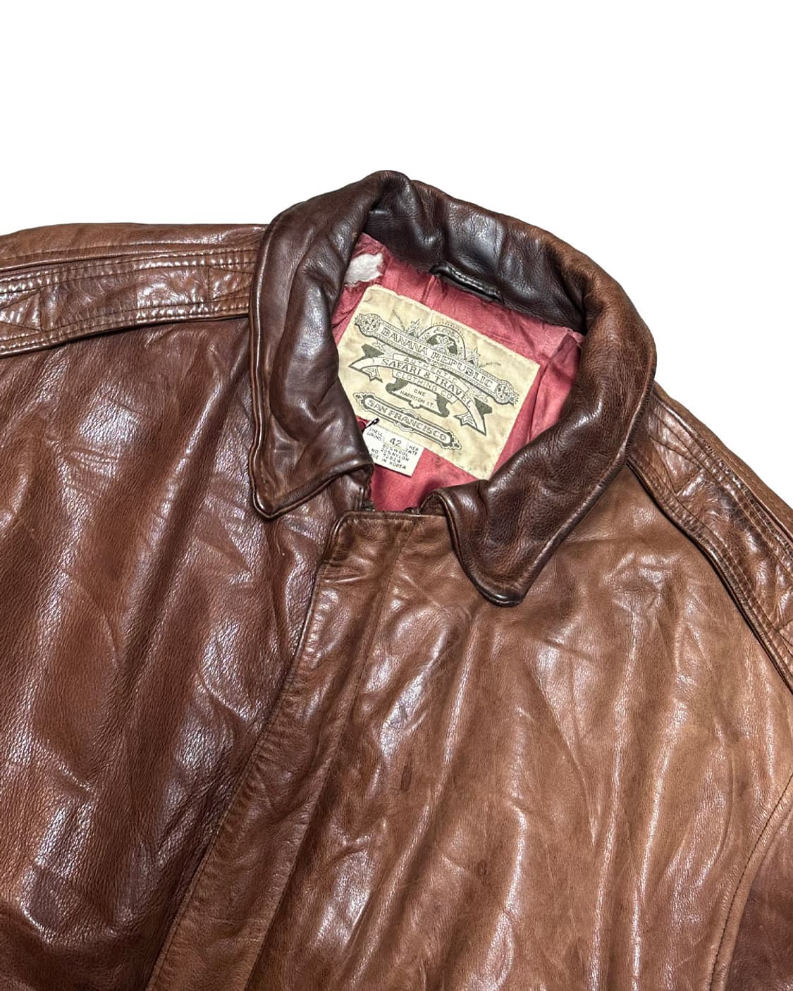 90s 헤비 리얼 레더 A-2 플라이트 자켓 made in korea 상품이미지3