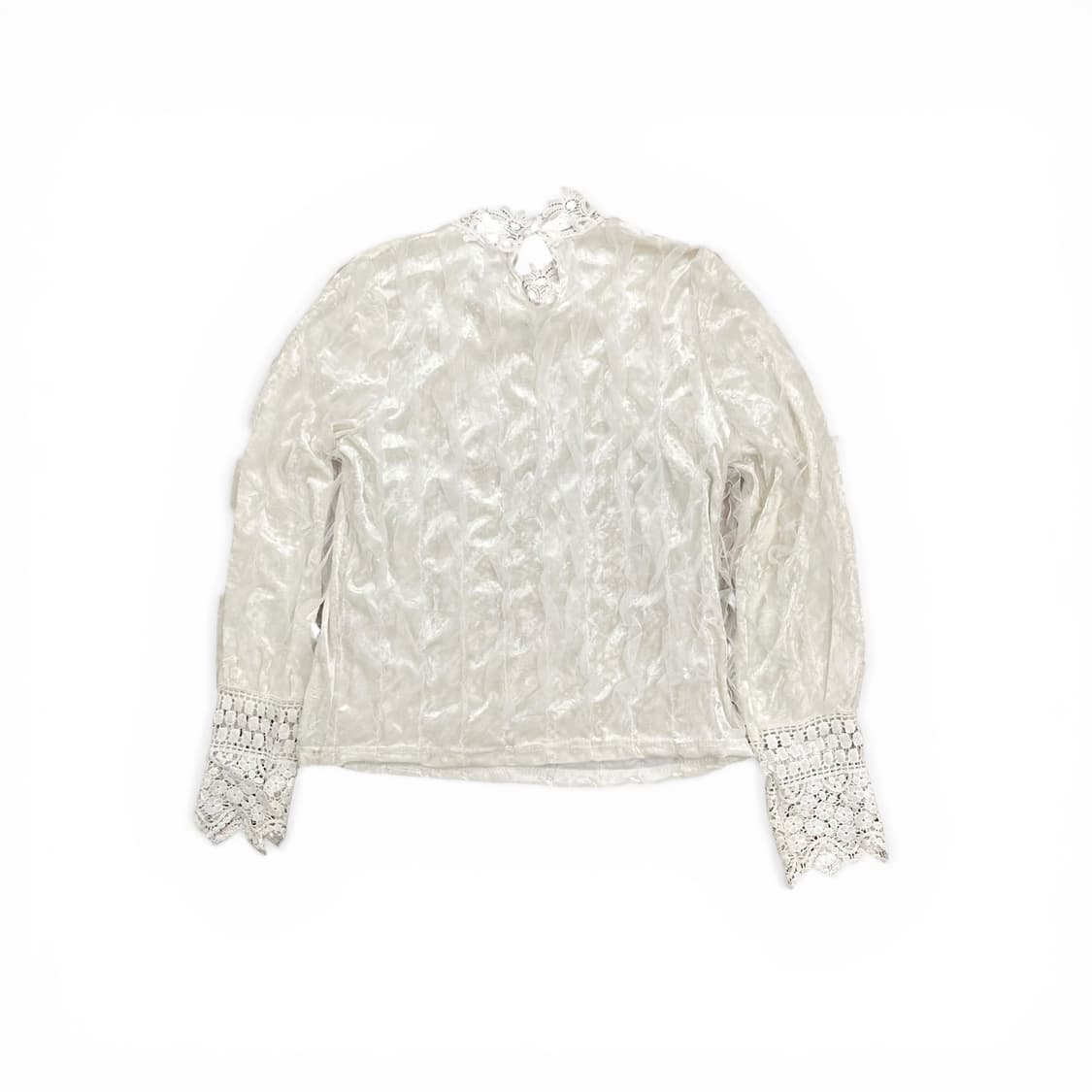 White Frill Velvet Sweatshirt 상품이미지1