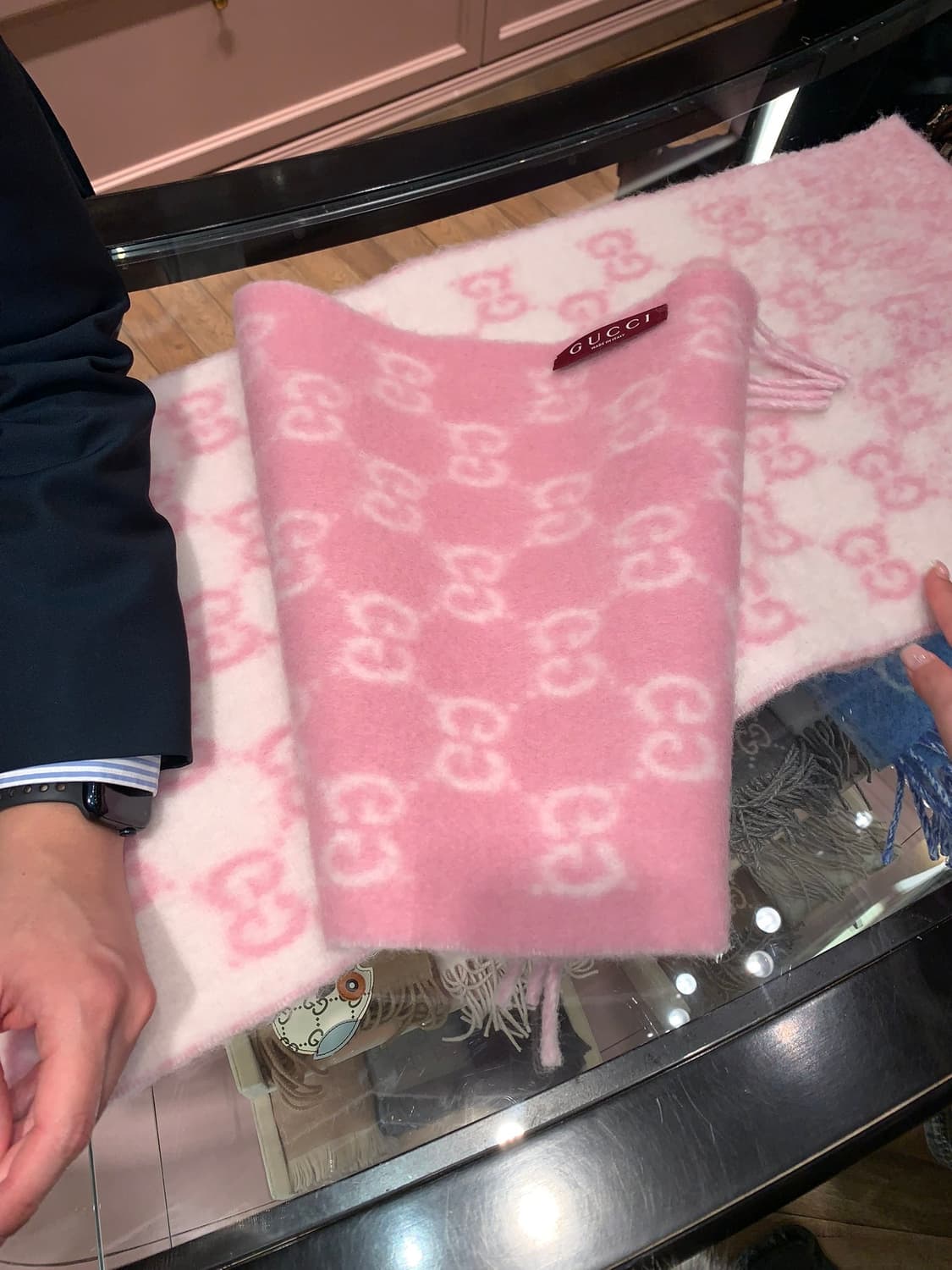 구찌 알파카 울 블렌드 핑크 머플러 목도리 스카프 상품이미지1