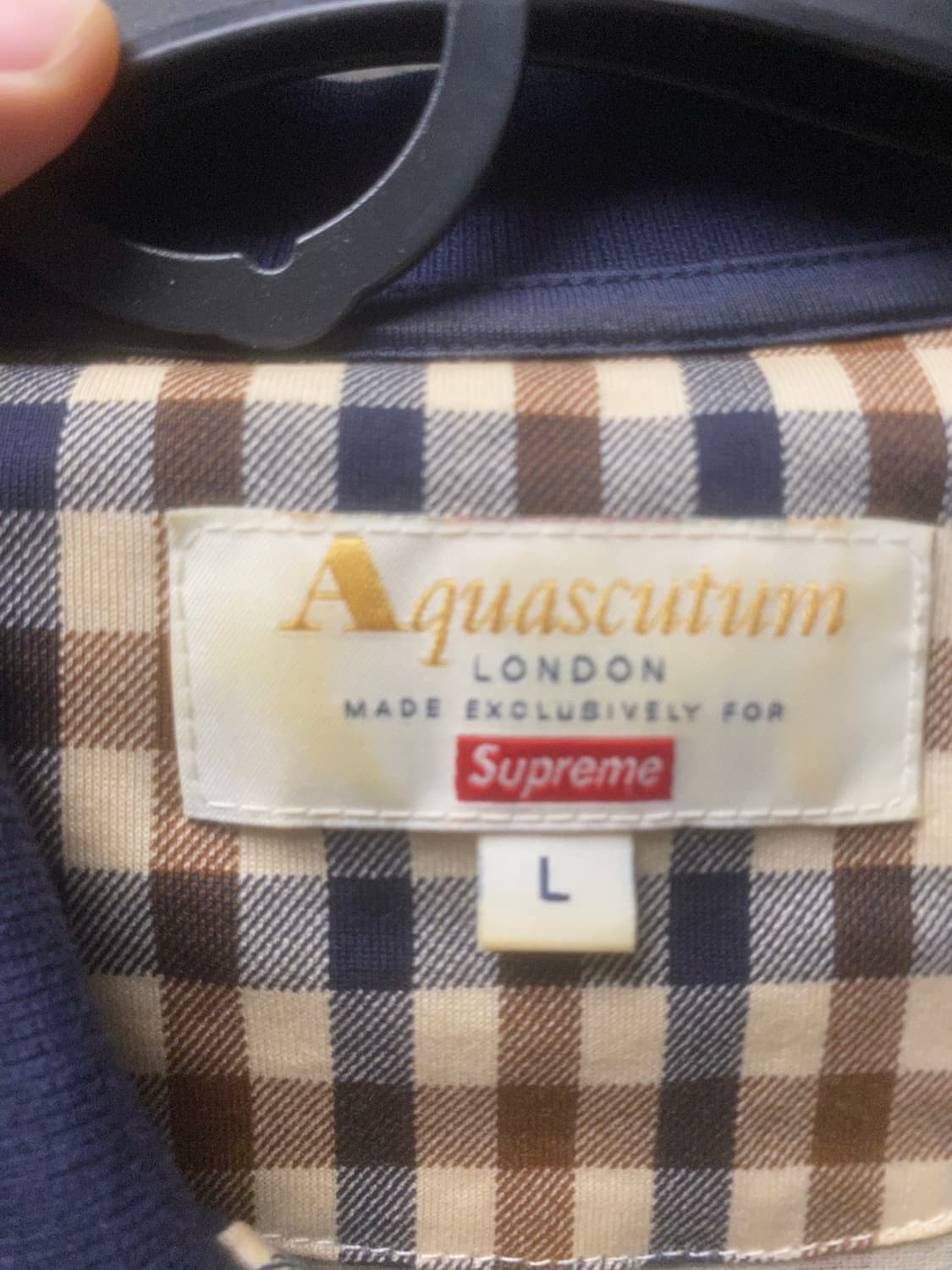 슈프림 아쿠아스큐텀 체크 폴로 L 유일 매물 상품이미지2