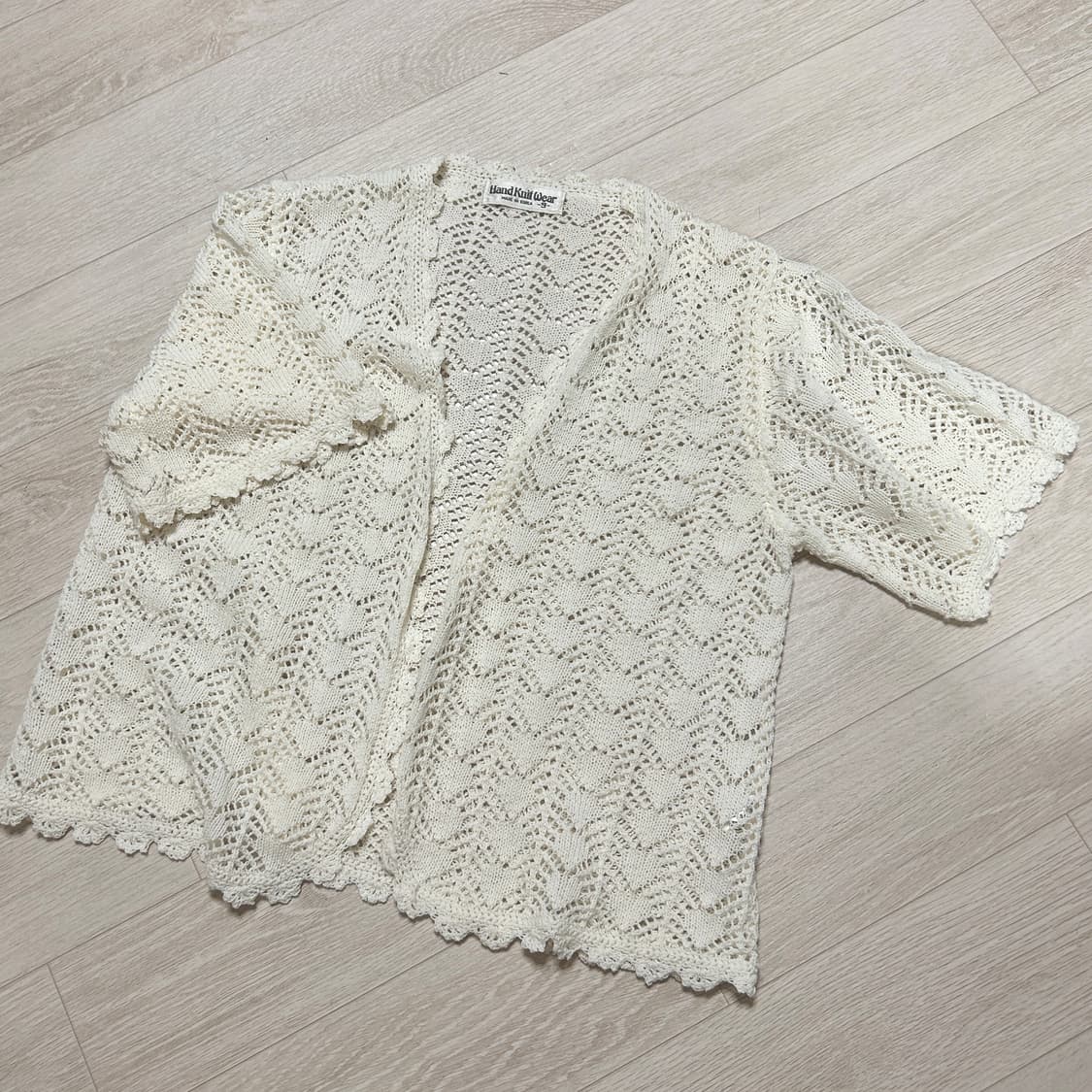 빈티지 레이스 펀칭 반소매 가디건 상품이미지1